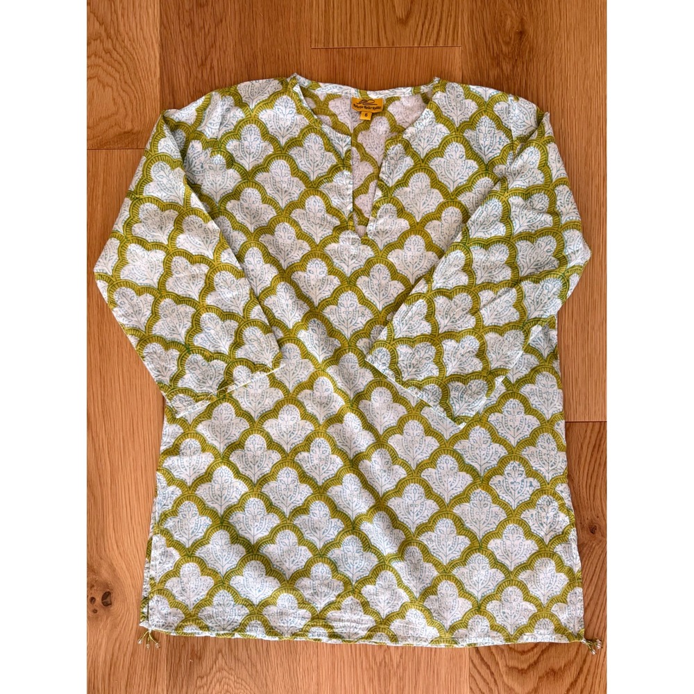 Roberta Roller Rabbit Girls Sz 6 Chartreuse & Aqua Jemina Kurta Tunic Cover-up